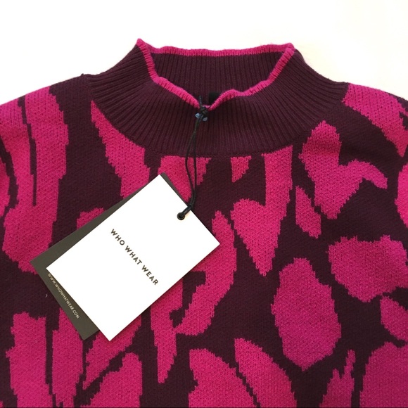 NWT Who What Wear Animal Print Pink Sweater - Picture 5 of 7